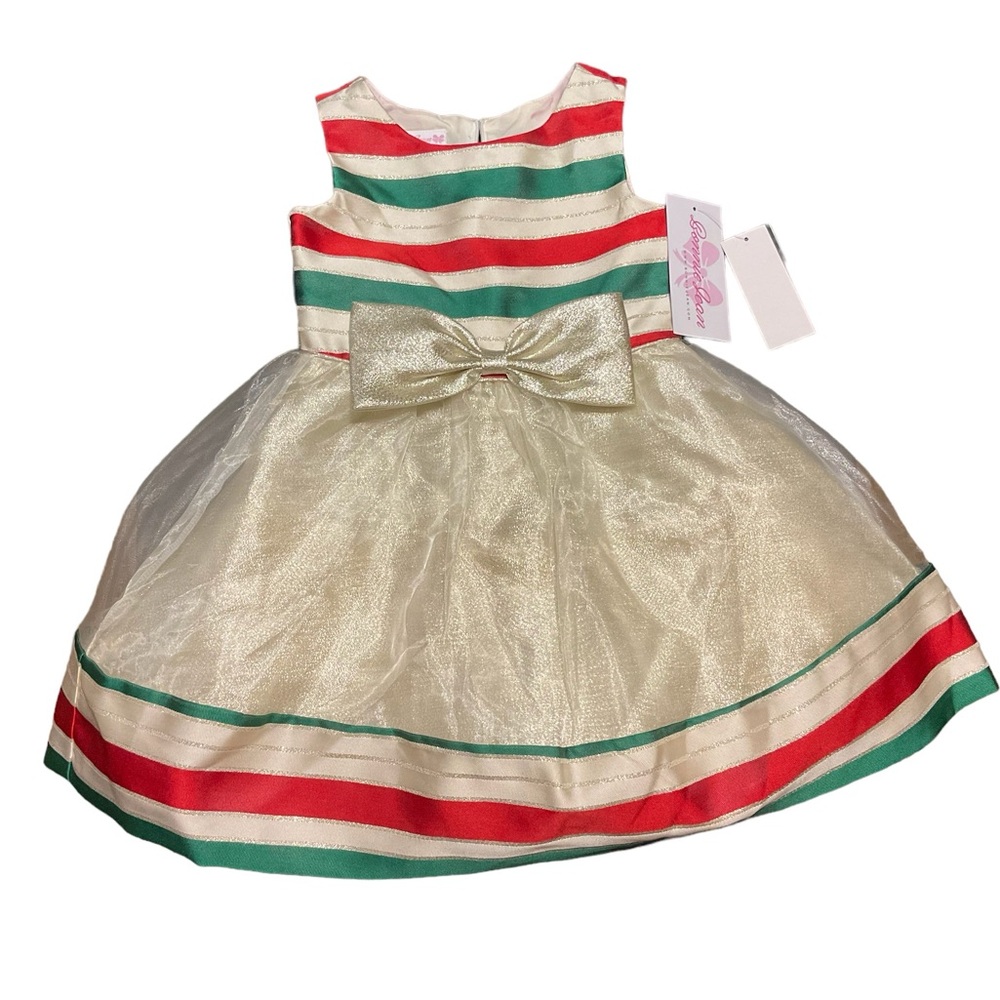 Bonnie Jean Toddler Girls Sleeveless Jacquard Striped Party Dress
